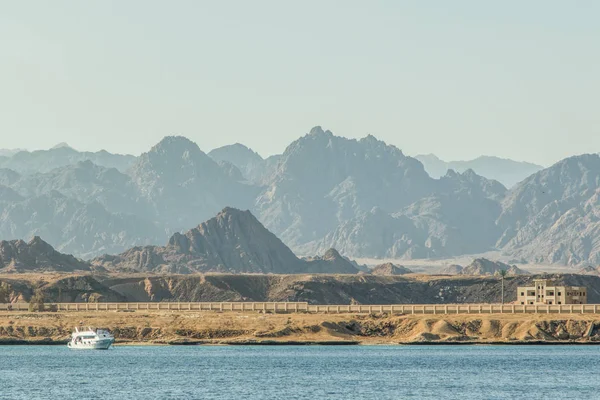 View of the mountains and the desert from the sea