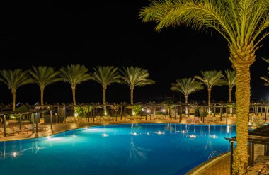 Sharm el Sheikh, Mısır-20 Ekim, 2017: Jaz Belvedere Resort Otel'in gece görünümü