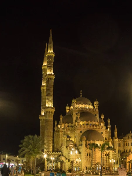 Night View Old Market Mosque Sharm Sheikh Sahaba Mosque — Stock Photo, Image