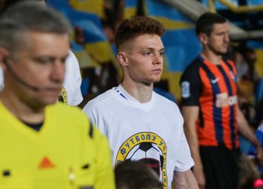 Dnipro, Ukrayna - 09 Mayıs, 2018: Viktor Tsyhankov, eylem sırasında Dinamo Kiev Ukrayna Kupası Finali Fc Shakhtar Dnipro-Arena Stadı nda karşı maç sırasında