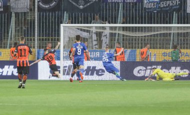 Dnipro, Ukrayna - 09 Mayıs, 2018: Facundo Ferreira Fc Shakhtar gelen Ukrayna Kupası Finali Dnipro-Arena Stadı nda maç sırasında hedef puanları