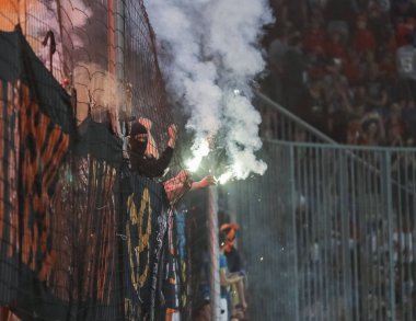 Dnipro, Ukrayna - 09 Mayıs, 2018: Fc Shakhtar fanlar Ukraynaca Kupası Finali Dnipro-Arena Stadı nda maç sırasında onların takım destek