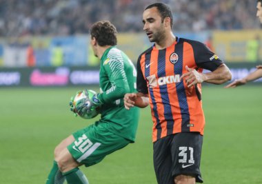 Dnipro, Ukrayna - 09 Mayıs, 2018: Ismaily Shakhtar eylem sırasında Ukraynalı Dnipro-Arena Stadı nda Fc Shakhtar Kupası finalde maç sırasında 