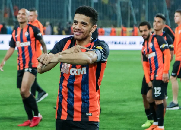 Dnipro Ukraine Mai 2018 Shakhtar Spieler Feiern Den Sieg Ukrainischen — Stockfoto