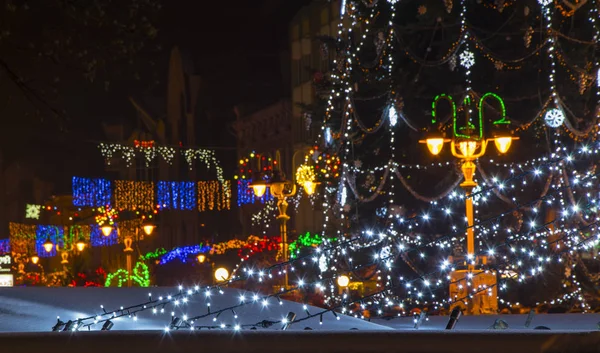 Gece Noel ışık dekorasyon — Stok fotoğraf