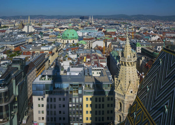 Aerial view of Vienna city center from Cathedral