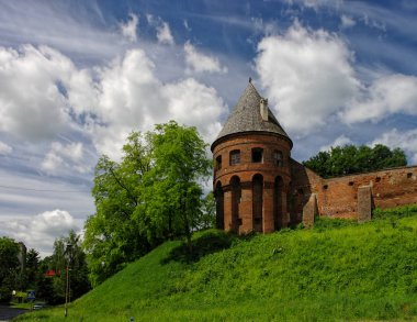 Eski duvar Jaroslaw Benedictine Abbey. Polonya