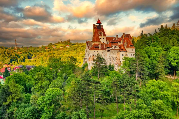 Naturskön Utsikt Över Det Medeltida Slottet Bran Bran Castle Känt — Stockfoto