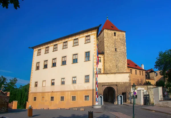 Empty Square Famous Black Tower Entrance Prague Castle Prague Czech — Stock Photo, Image