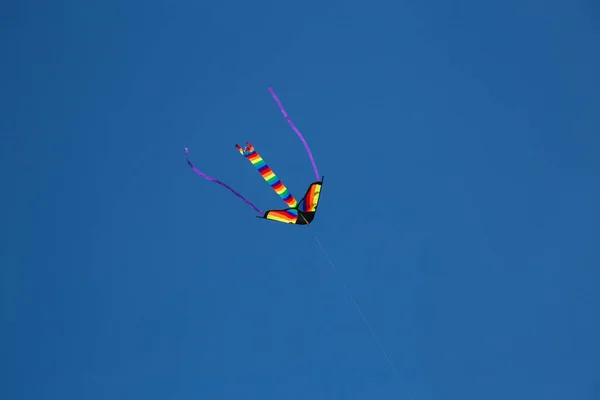 Güneş'ten mavi gökyüzü bir arka plan üzerinde vurmak uçurtma — Stok fotoğraf