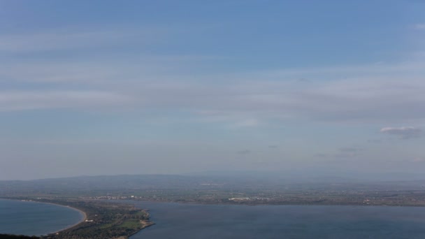 Orbetello Laguna Toskánsku Pláží Giannella Vidět Monte Argentario Čas Vypršel — Stock video