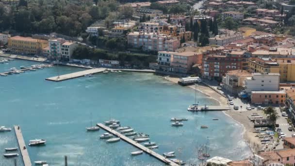 Marzo 2018 Porto Ercole Italia Vista Dall Alto Del Porto — Video Stock