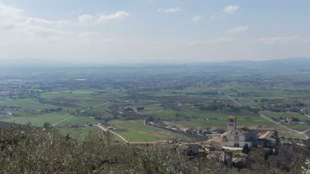 Church San Francesco Assisi Surrounding Panorama Assisi Italy Time Lapse — Stock Video