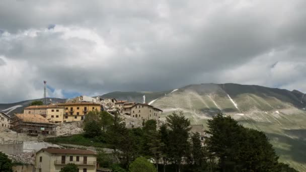 Июня 2018 Года Castelluccio Norcia Италия Временной Промежуток Облаков Кастеллуччо — стоковое видео