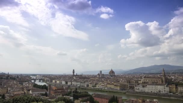 Florence Panorama Från Piazzale Michelangelo Florens Tid Förfaller Ovanifrån — Stockvideo