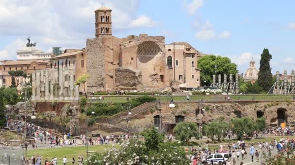 2018年6月9日 イタリア ローマ 帝国フォーラムを訪れる観光客 ローマのフォーラム ローマのフォリ帝国の遺跡 — ストック動画