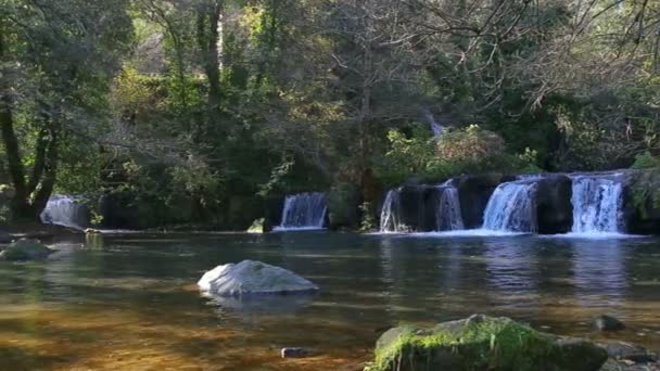 Die Gefrorenen Bergwasserfälle Der Fluss Treja Bei Mazzano Romano Bildet — Stockvideo