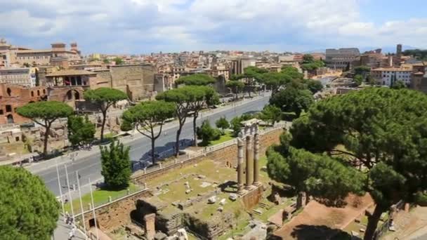 Kilátás Dei Fori Imperiali Colosseum Viktoriánus Olaszország Róma — Stock videók