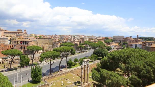 Widok Dei Fori Imperiali Koloseum Wiktorianu Włochy Rzym — Wideo stockowe