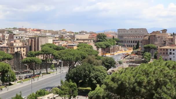 Uitzicht Dei Fori Imperiali Het Colosseum Van Victoriaanse Italië Rome — Stockvideo