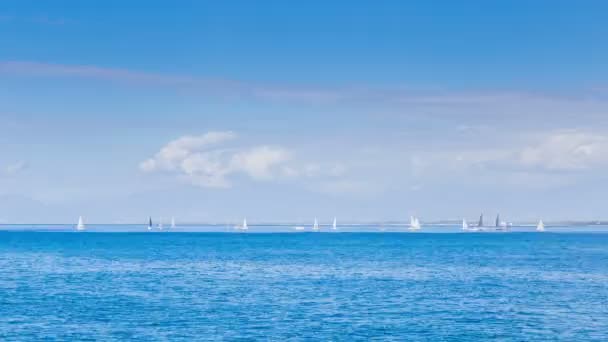 Sailboats Competing Race Tyrrhenian Sea Cloudy Day Timelapse Time Lapse — Stock Video