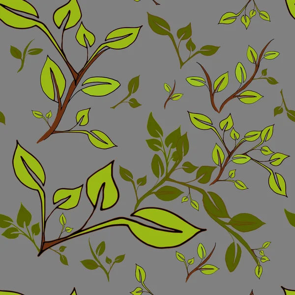 葉のプリントが施されたシームレスな花柄 ゲルペン 植物の背景 明るい葉 エキゾチックな葉の背景イラスト 自然保護の概念 隔離された封印 — ストック写真