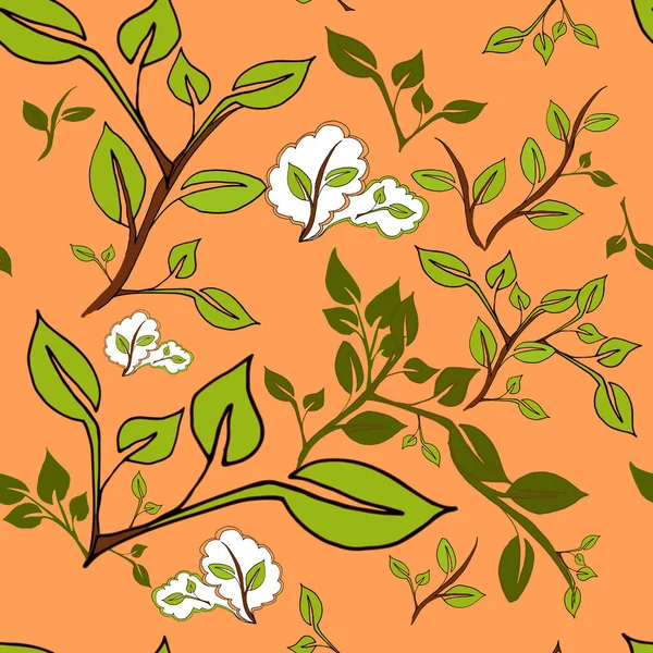Nahtloses Blumenmuster Mit Prints Von Strukturellen Blättern Gelstift Vorhanden Botanischer — Stockfoto