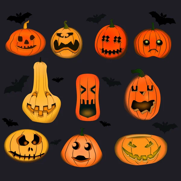 Színes Halloween tök pack — Stock Vector