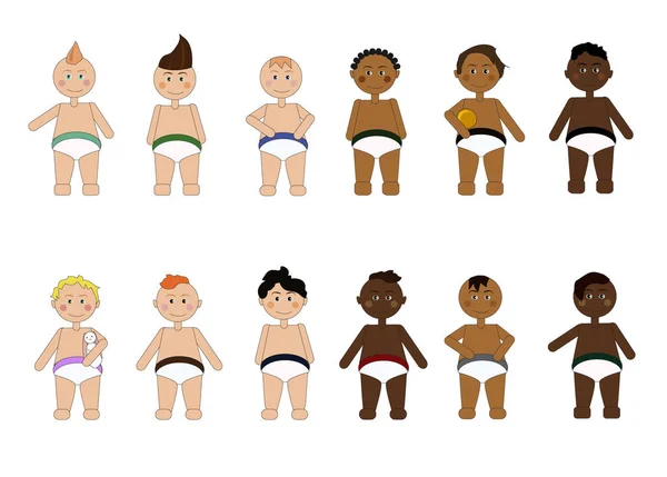 Bébés de races différentes — Image vectorielle