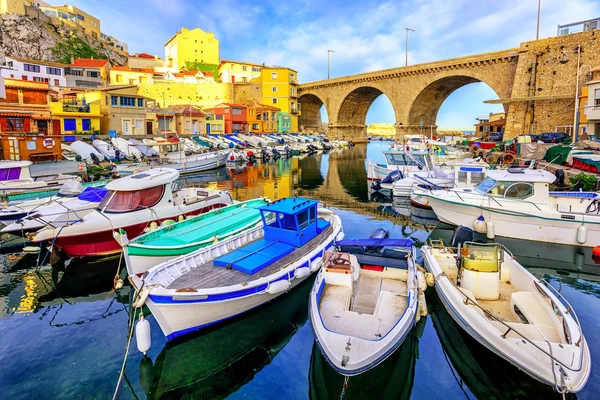 Kis halászfalu port, Marseille, Franciaország — Stock Fotó