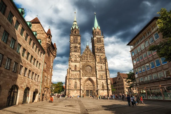 Gothic cathedral in the old town of Nuremberg, Germany — Stock fotografie