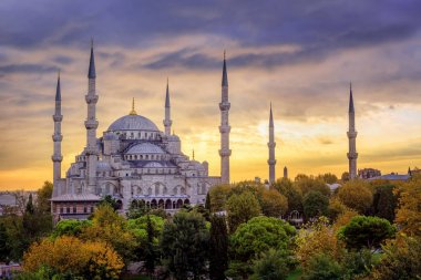 Sunset bulvarında Camii Sultanahmet, Istanbul, Türkiye, mavi