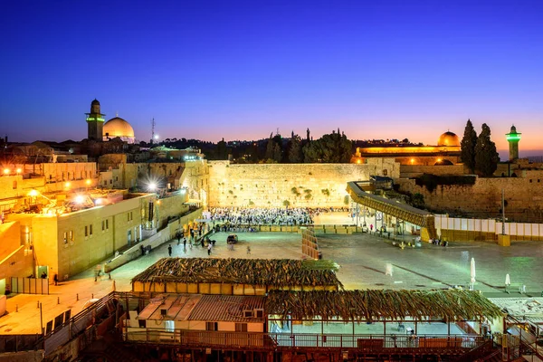El Muro Occidental y el Monte del Templo, Jerusalén, Israel — Foto de Stock