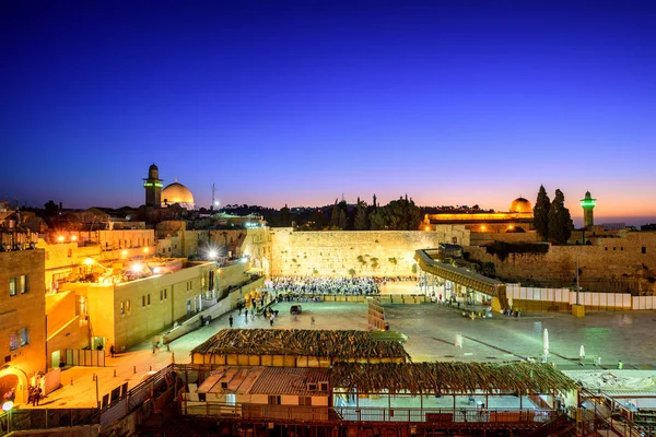 El Muro Occidental y el Monte del Templo, Jerusalén, Israel — Foto de Stock