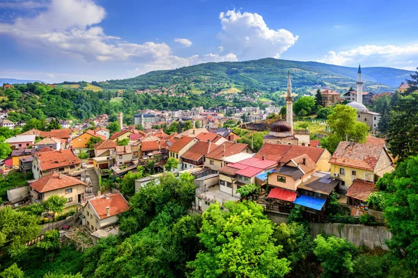 Panorama del casco antiguo histórico de Travnik, Bosnia — Foto de Stock