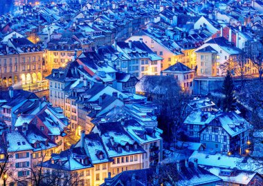 Kışın, İsviçre Bern Old Town kar kaplı
