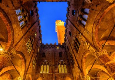 Torre del Mangia tower, Siena, Toskana, İtalya