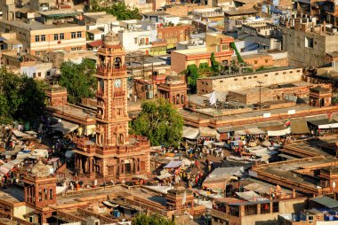 Saat Kulesi ve Sadar Pazar, Jodhpur, Hindistan