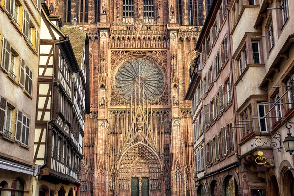 Ayrıntı görünümü Strasbourg Katedrali'nin, Alsace, Fransa — Stok fotoğraf