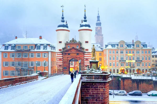 V zimě staré barokní město Heidelberg, Německo, — Stock fotografie