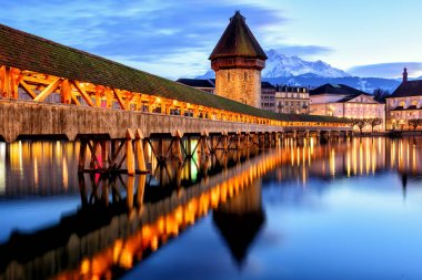 Chapel Bridge in the Old Town of Lucerne, Switzerland,  clipart