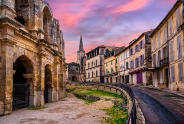 Arles Old Town and roman amphitheatre, Provence, France clipart