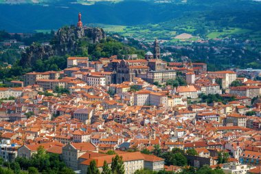 Le Puy-en-Velay town, France, panoramic view clipart