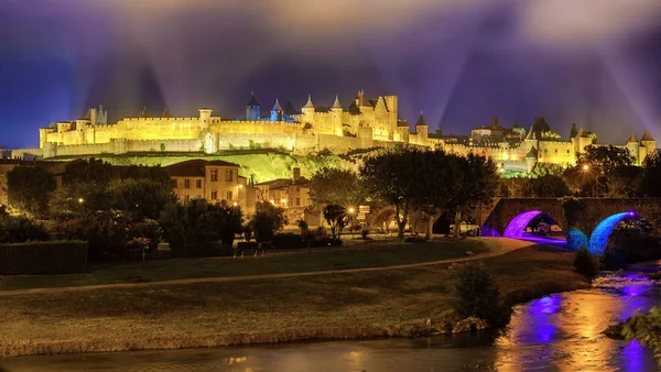 Carcassonne Kota Tua abad pertengahan, Languedoc, Perancis — Stok Foto