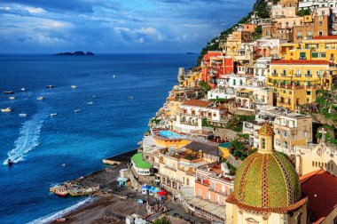 Positano eski kasaba, Amalfi Sahili, İtalya