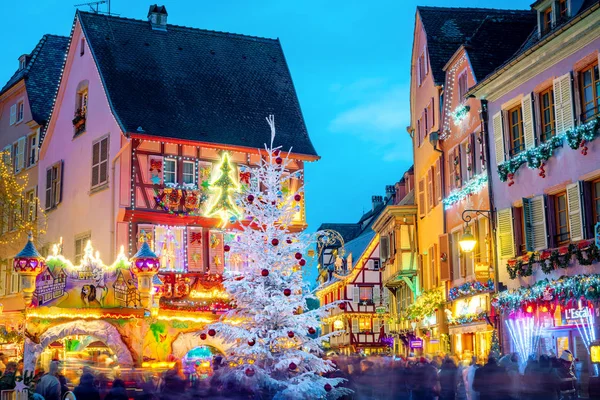 Pencerahan waktu Natal di Colmar, Alsace, Perancis — Stok Foto
