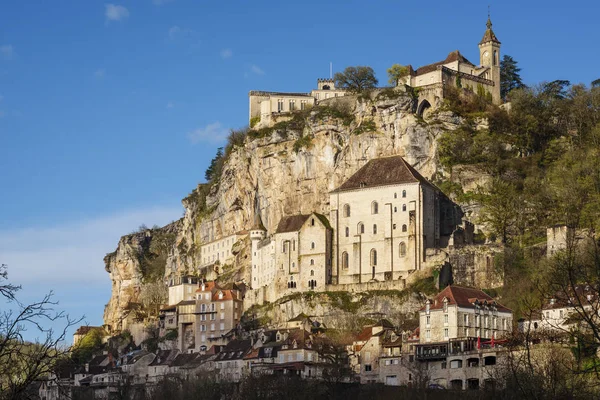 Spectaculair Rocamadour dorp op een rots, Frankrijk — Stockfoto