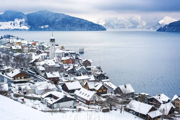 Lago Lucerna hora de inverno, Suíça — Fotografia de Stock