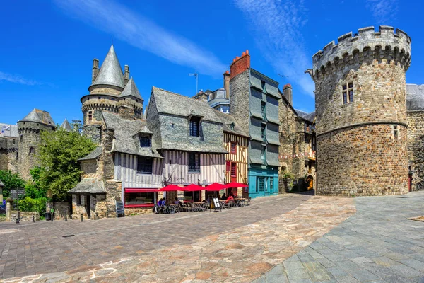 Tradisional Setengah Timbered Rumah Kota Tua Bersejarah Vitre Brittany Franc — Stok Foto