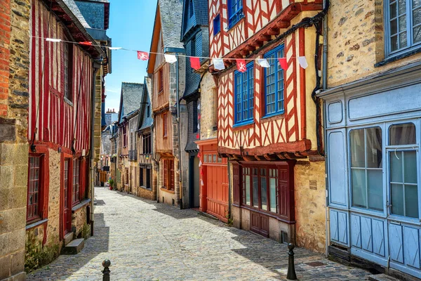 Colorful Medieval Half Timbered Houses Street Historical Old Town Vitre — Stock Photo, Image